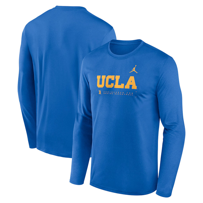 Men's UCLA Bruins Jordan Blue 2025 Courtside Basketball Shootaround Legend Dri-FIT Long Sleeve T-Shirt